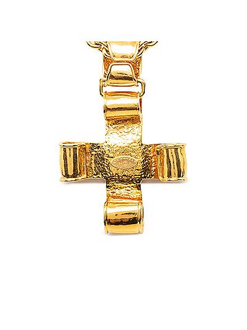 Chanel Chanel Vintage Coco Mark Cross Motif Rogue Chain Necklace Gold Plated Women's CHANEL (view 2)