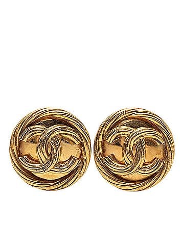 Chanel Chanel Coco Mark Vintage Round Earrings Gold Plated GP Women's CHANEL (view 1)