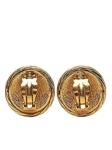 Chanel Chanel Coco Mark Vintage Round Earrings Gold Plated GP Women's CHANEL (view 2)