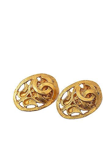 Chanel Chanel Coco Mark Vintage Earrings 95A Gold Plated GP Women's CHANEL (view 1)
