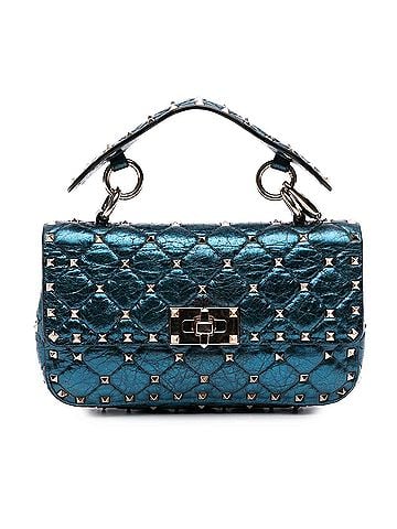 Valentino Small Metallic Lambskin Rockstud Spike Satchel (view 1)