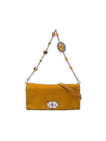 Miu Miu Suede Crystal Chain Satchel (view 1)