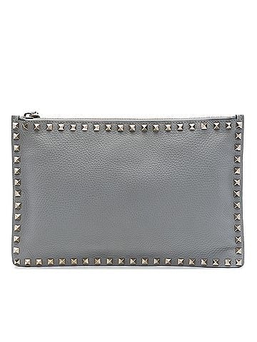 Valentino Grained Calfskin Rockstud Zip Clutch (view 1)