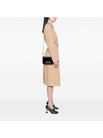 Miu Miu Patent Crystal Embellished Logo Wallet On Chain (view 2)