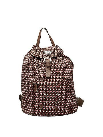 Prada Prada Triangle Logo Plate Backpack BZ0032 Brown Pink Nylon Leather Women's PRADA (view 1)