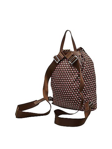 Prada Prada Triangle Logo Plate Backpack BZ0032 Brown Pink Nylon Leather Women's PRADA (view 2)