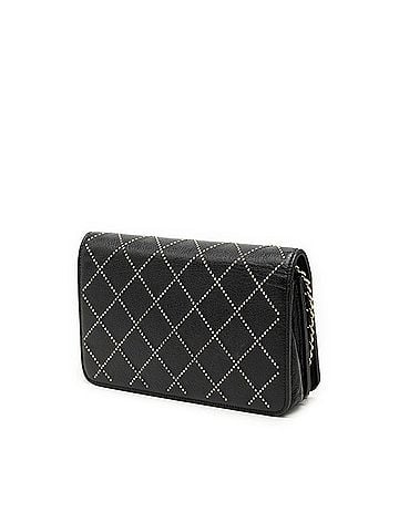 Chanel Chanel Coco Mark Studded Chain Wallet Shoulder Bag, Black Calfskin, Women's CHANEL (view 2)