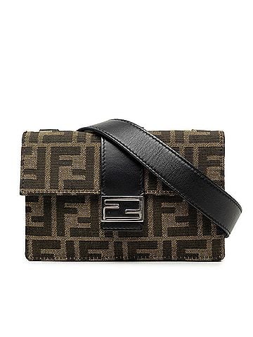 Fendi Fendi Zucca Marspio Baguette Crossbody Shoulder Bag 7M0295 Brown Black Canvas Leather Women's FENDI (view 1)