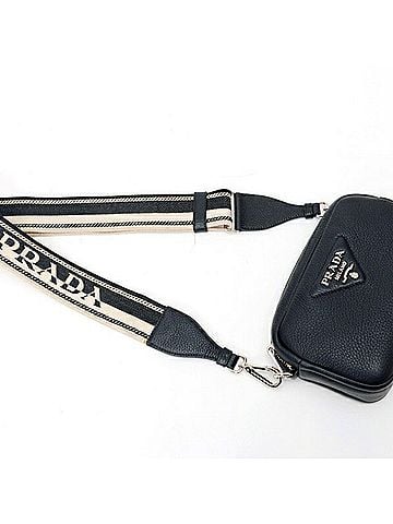 Prada Prada Vitello Daino Soft Leather Shoulder Bag 1BH192, Leather, Black (view 2)