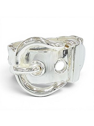 Hermès HERMES Vintage Boucles Sellier Ring, 925 Sterling Silver, Made in France, Weight 6.05g, Women's Ring (view 2)