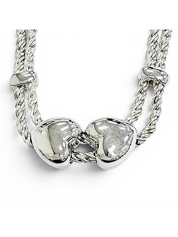 Tiffany & Co. TIFFANY&amp;Co. Tiffany Double Rope Heart 925 Choker Necklace, Silver, Weight 31.6g, Women's, Highly Recommended ? (view 1)