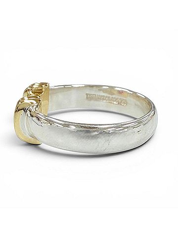 Tiffany & Co. TIFFANY&amp;Co. Tiffany Vintage Stacking Band Ring, 925/750 Sterling Silver with 1 Ruby, Silver/Gold, Weight 3.5g, Women's. (view 2)