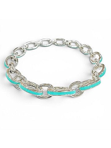 Tiffany & Co. TIFFANY&amp;Co. Tiffany Clasp Link 925 Bracelet, approximately 18cm in length, silver, blue, made Italy, weight 23.7g, suitable for both men and women, comes with dust bag. (view 1)