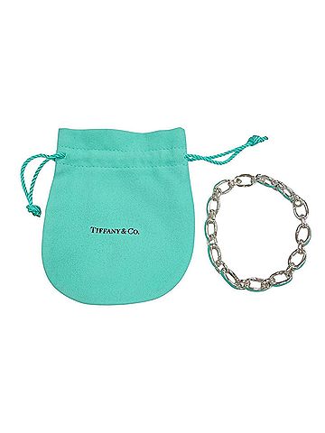 Tiffany & Co. TIFFANY&amp;Co. Tiffany Clasp Link 925 Bracelet, approximately 18cm in length, silver, blue, made Italy, weight 23.7g, suitable for both men and women, comes with dust bag. (view 2)