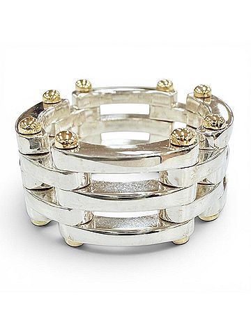 Tiffany & Co. TIFFANY&amp;Co. Tiffany Gate Link Ring, 925/750 Combination, Silver and Gold, Weight 12.4g, Women's, Comes with Box (view 1)