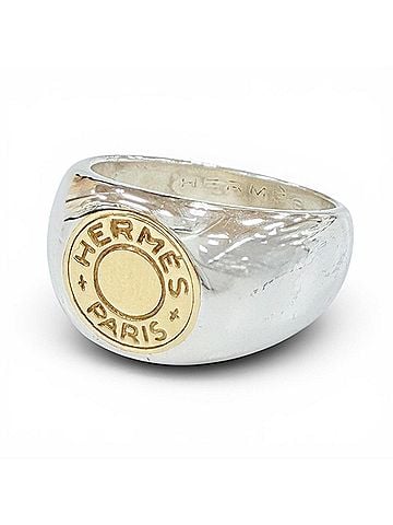 Hermès HERMES Vintage 925/750 Combination Sellier Ring, Silver and Gold, Weight 9.82g, Women's Ring (view 1)
