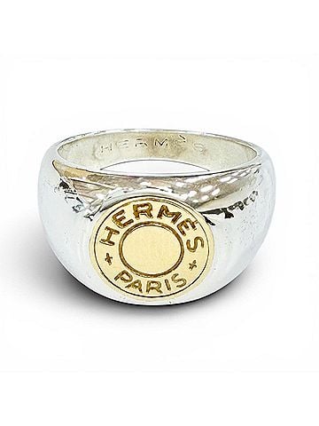 Hermès HERMES Vintage 925/750 Combination Sellier Ring, Silver and Gold, Weight 9.82g, Women's Ring (view 2)