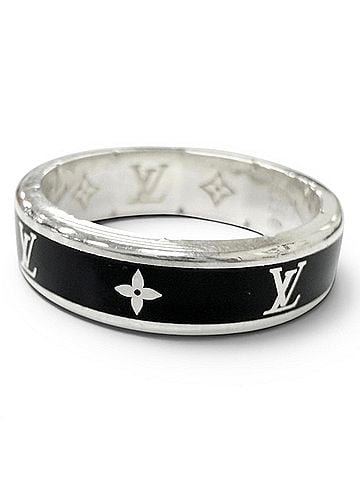 Louis Vuitton LOUIS VUITTON M1534L Ring, 2025 model, LV Spike design, AG925 Monogram pattern, Black/Silver, Size L, Made in Italy, Weight 7.1g, Men's, Comes with Box and Dust Bag. (view 1)