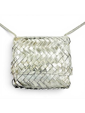 Tiffany & Co. TIFFANY&amp;Co. Tiffany Vintage 925 Pill Case Mesh Pocket Braided Design Long Necklace Silver Weight 33.2g Women's (view 1)