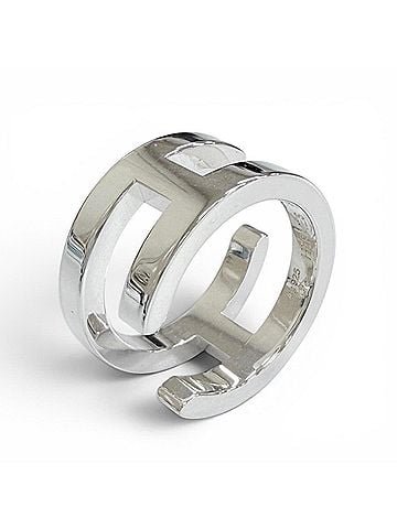 Hermès HERMES AG925 H symbol ring, silver, weight 6.9g, women's, very popular, highly recommended! (view 1)