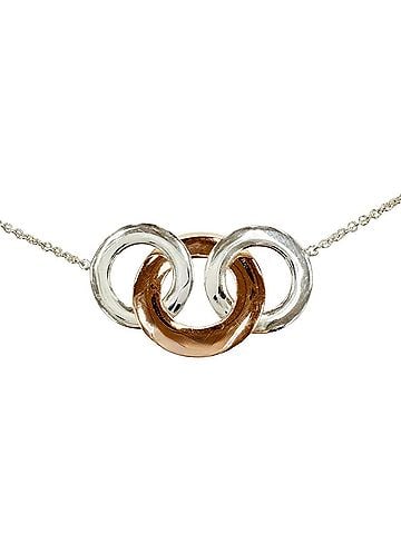 Tiffany & Co. TIFFANY&amp;Co. Tiffany 1837 Interlocking Multi Circle Long Necklace, SV925 Rubedo Metal, Approx. 96cm Length, Silver and Pink Gold, Weight 34.4g, Women's, Comes with Box (view 1)