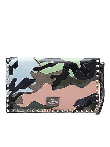 Valentino Canvas and Nappa Camouflage Rockstud Wristlet Clutch (view 1)
