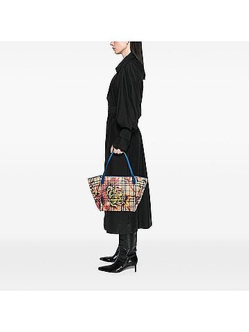 Burberry Small Haymarket Check Coated Canvas Floral Print Canterbury Tote (view 2)