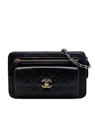 Chanel Quilted Lambskin Front Pocket Clutch With Chain (view 1)