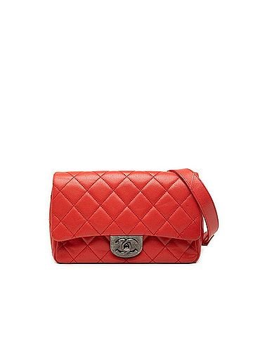 Chanel Chanel Matelassé Coco Mark Chain Shoulder Bag, 2-Way, Red, Metal Hardware, Calfskin, Women's. (view 1)