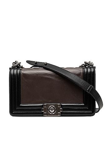 Chanel Chanel Coco Mark Boy Chain Shoulder Bag, Black and Brown Leather, Women's CHANEL (view 1)