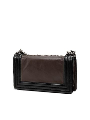 Chanel Chanel Coco Mark Boy Chain Shoulder Bag, Black and Brown Leather, Women's CHANEL (view 2)
