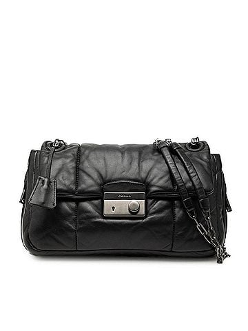 Prada Prada Nappa Bomber Chain Shoulder Bag, Black Leather, Women's PRADA (view 1)