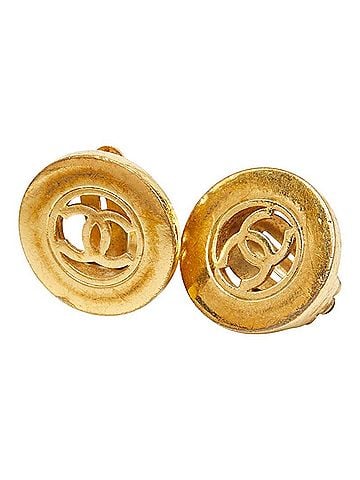 Chanel Chanel Coco Mark Vintage Round Earrings, Gold Plated, Women's CHANEL (view 1)