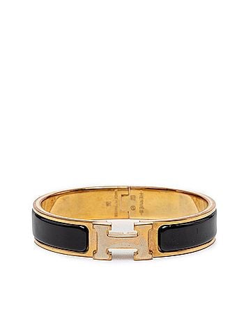 Hermès Hermes Click H PM Bangle Bracelet, Gold Enamel Plated (GP), Women's. (view 1)