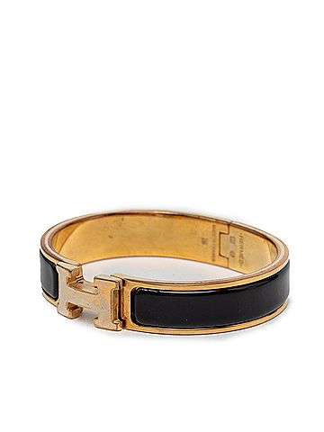 Hermès Hermes Click H PM Bangle Bracelet, Gold Enamel Plated (GP), Women's. (view 2)