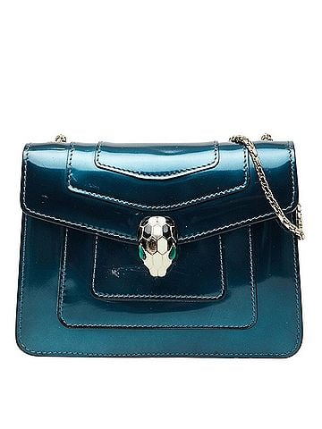Bvlgari BVLGARI Serpenti Forever Chain Shoulder Bag, Crossbody, Blue Patent Leather, Women's (view 1)