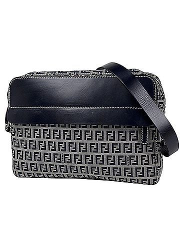 Fendi Fendi Zucchino Pattern Shoulder Bag, Canvas, Navy, Women's (view 1)