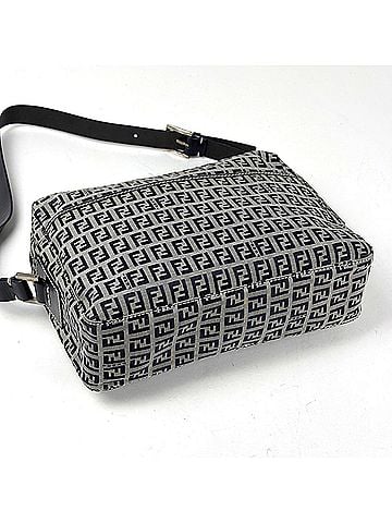 Fendi Fendi Zucchino Pattern Shoulder Bag, Canvas, Navy, Women's (view 2)