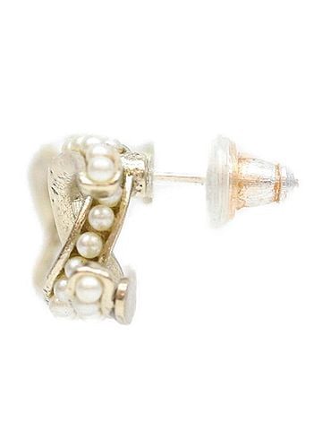Chanel CHANEL A13B Pearl Mini Coco Mark Earrings, Gold, Women's (view 2)