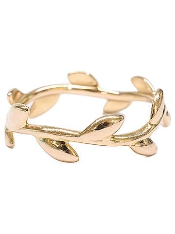 Tiffany & Co. TIFFANY&amp;Co. Tiffany 750 Olive Leaf Band Ring, Yellow Gold, Women's (view 2)