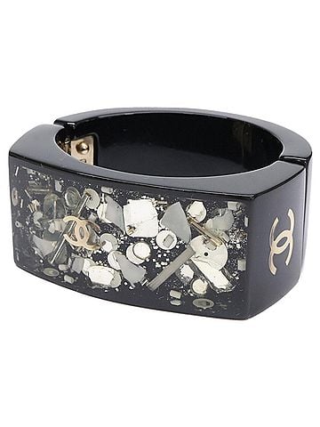 Chanel CHANEL 09C Resin Hinged Coco Mark Bangle Black Women's (view 1)