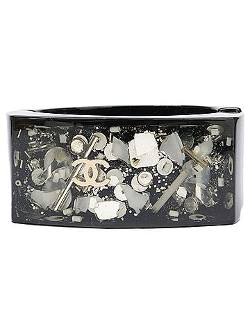 Chanel CHANEL 09C Resin Hinged Coco Mark Bangle Black Women's (view 2)