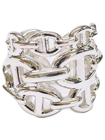 Hermès HERMES Hermes Refurbished Ag925 Chaine d'Ancre Enchainée GM Ring, Silver, Women's (view 1)