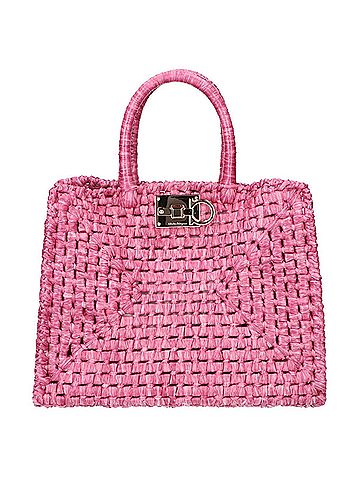 Salvatore Ferragamo Salvatore Ferragamo EE-21 1101 Gancini Raffia Handbag Pink Women's (view 1)