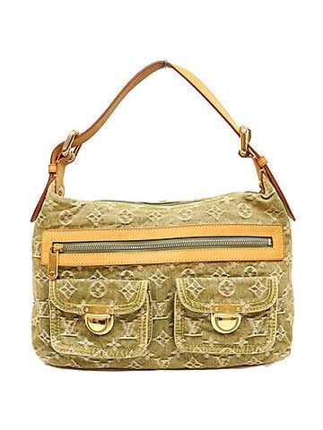 Louis Vuitton LOUIS VUITTON M95213 Monogram Denim Liken Baggy PM Shoulder Bag, Green/Beige, Gold Hardware, Women's (view 1)