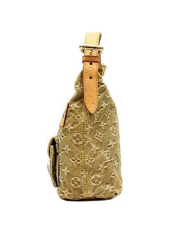 Louis Vuitton LOUIS VUITTON M95213 Monogram Denim Liken Baggy PM Shoulder Bag, Green/Beige, Gold Hardware, Women's (view 2)