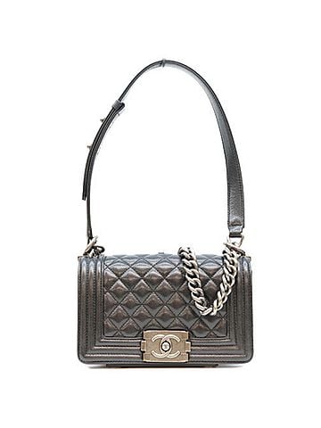 Chanel CHANEL A67085 Caviar Boy Chanel 20 Small Shoulder Bag, Black with Gray Hardware, Men's (view 1)