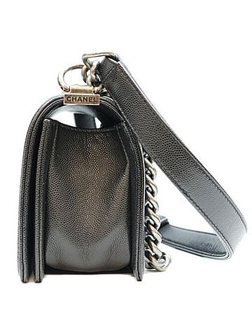 Chanel CHANEL A67085 Caviar Boy Chanel 20 Small Shoulder Bag, Black with Gray Hardware, Men's (view 2)
