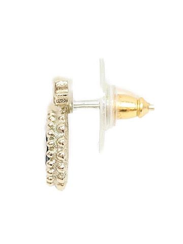 Chanel CHANEL B14C Gold Round Coco Mark Ribbon Earrings Black Women's (view 2)