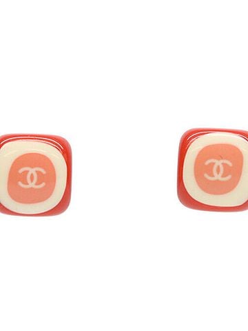 Chanel CHANEL 05P Pink Square Stone Coco Mark Earrings White Women's (view 1)